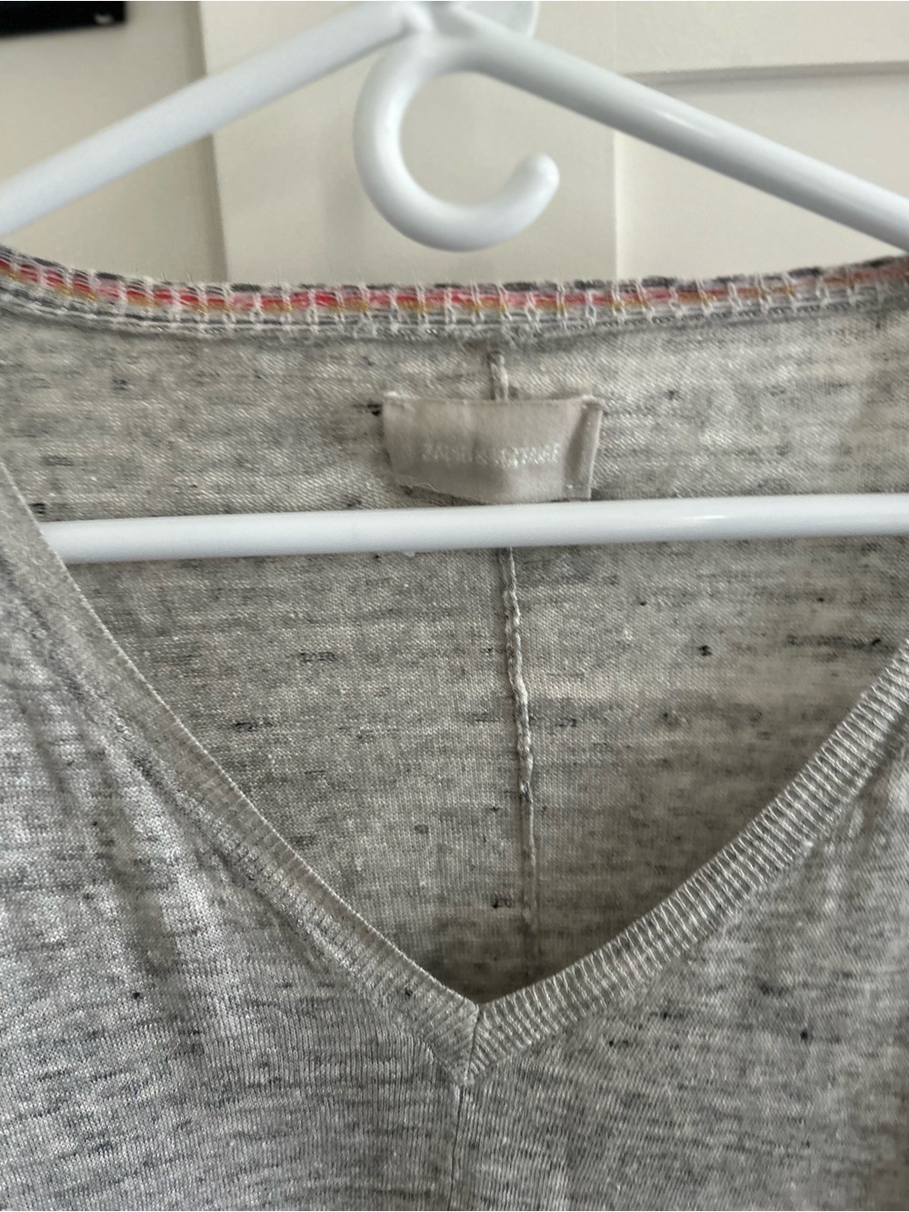 Zadig & Voltaire Heather Gray V-Neck Short Sleeve Top